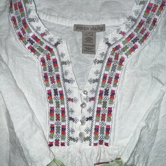 Sharon Young, embroidered top with pearl buttons - Picture 4 of 7